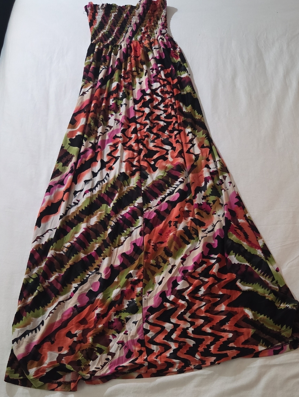 Bohemian Multicolor Smocked Maxi Skirt